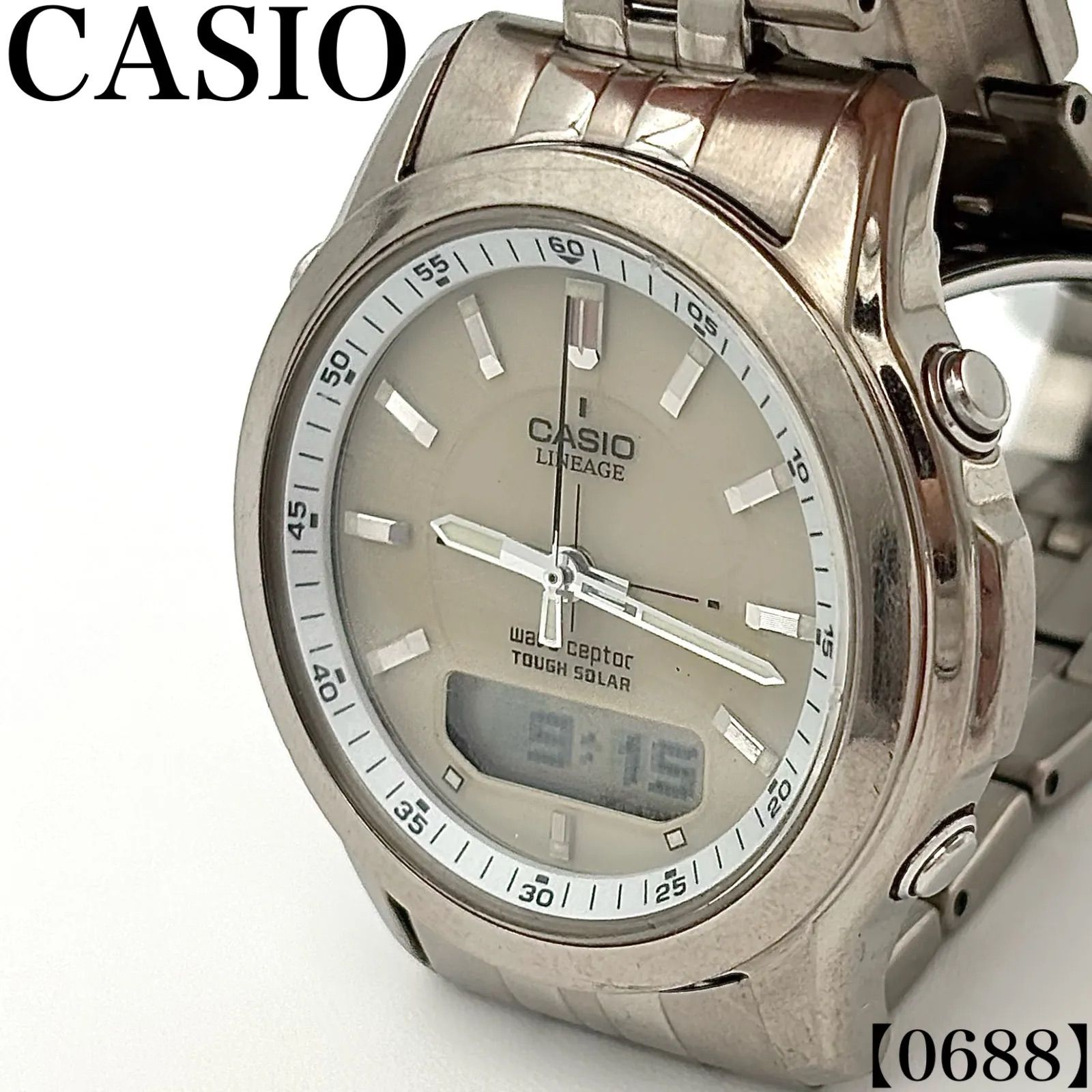 稼働品 Working item カシオ CASIO 腕時計 メンズ Men's クォーツ Quartz LCW-100T リニエージ LINEAGE ウェーブセプター タフソーラー 電波 アナデジ チタン 0688
