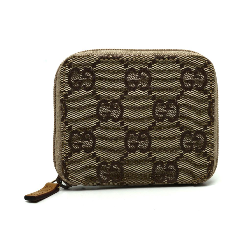 【楠本質店/元住吉】グッチ/GUCCI　ラウンドファスナー ミニ コインケース　GGキャンバス/レザー　ベージュ　030・0416・1578【中古】 7,920円