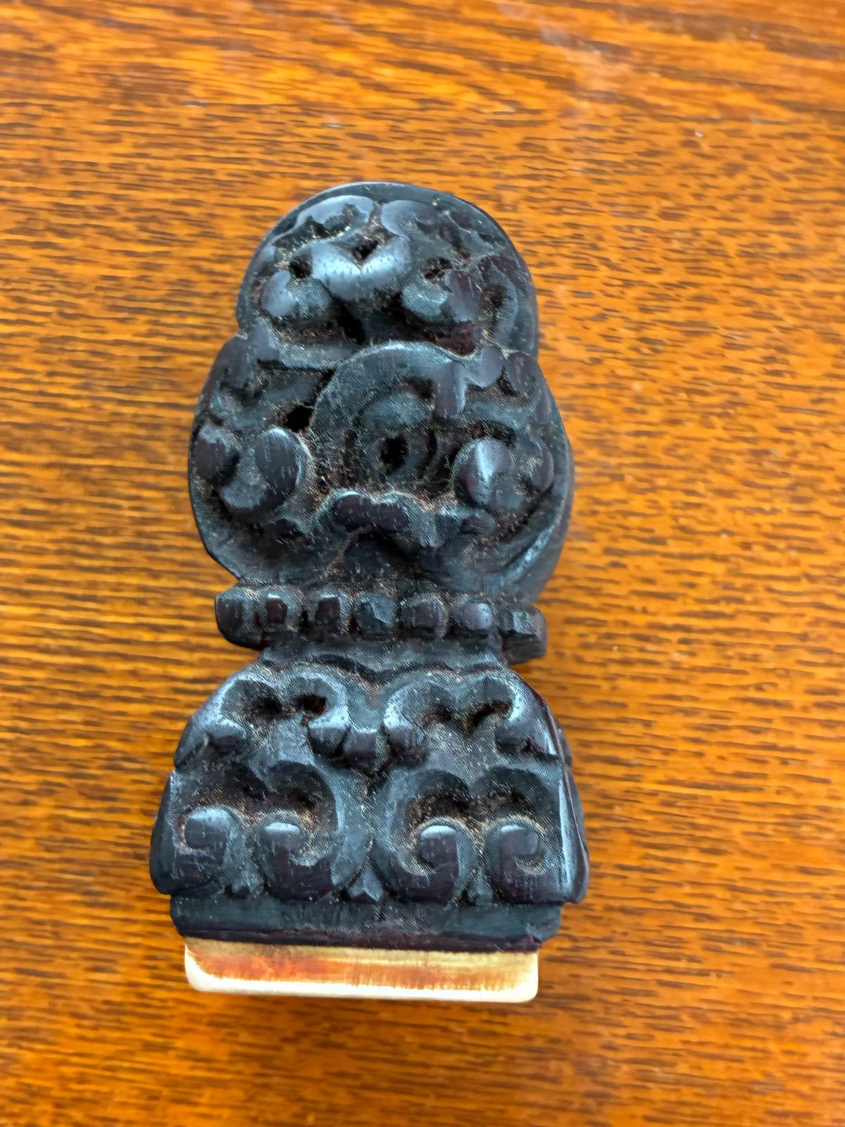 中国古美術 チベット大ラマ僧使用 紫檀象牙彫刻印章 清代 骨董