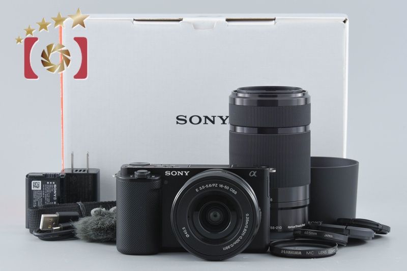 【中古】SONY ソニー α VLOGCAM ZV-E10 ダブルズームレンズキット ブラック シャッター回数僅少 元箱付き