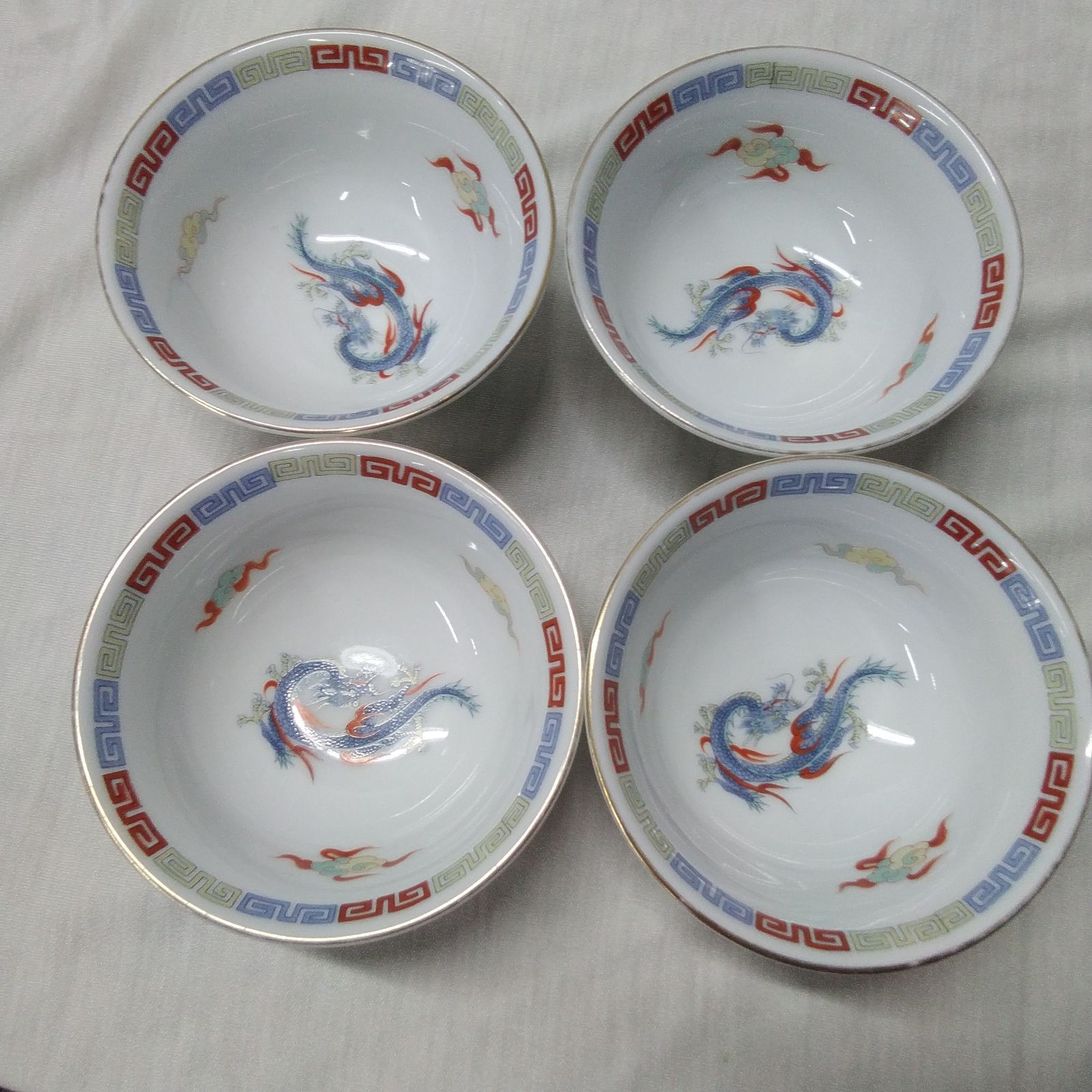 三郷陶器 Sango CHINA 昭和レトロ 「雲龍・鳳凰柄」 中華食器 10点