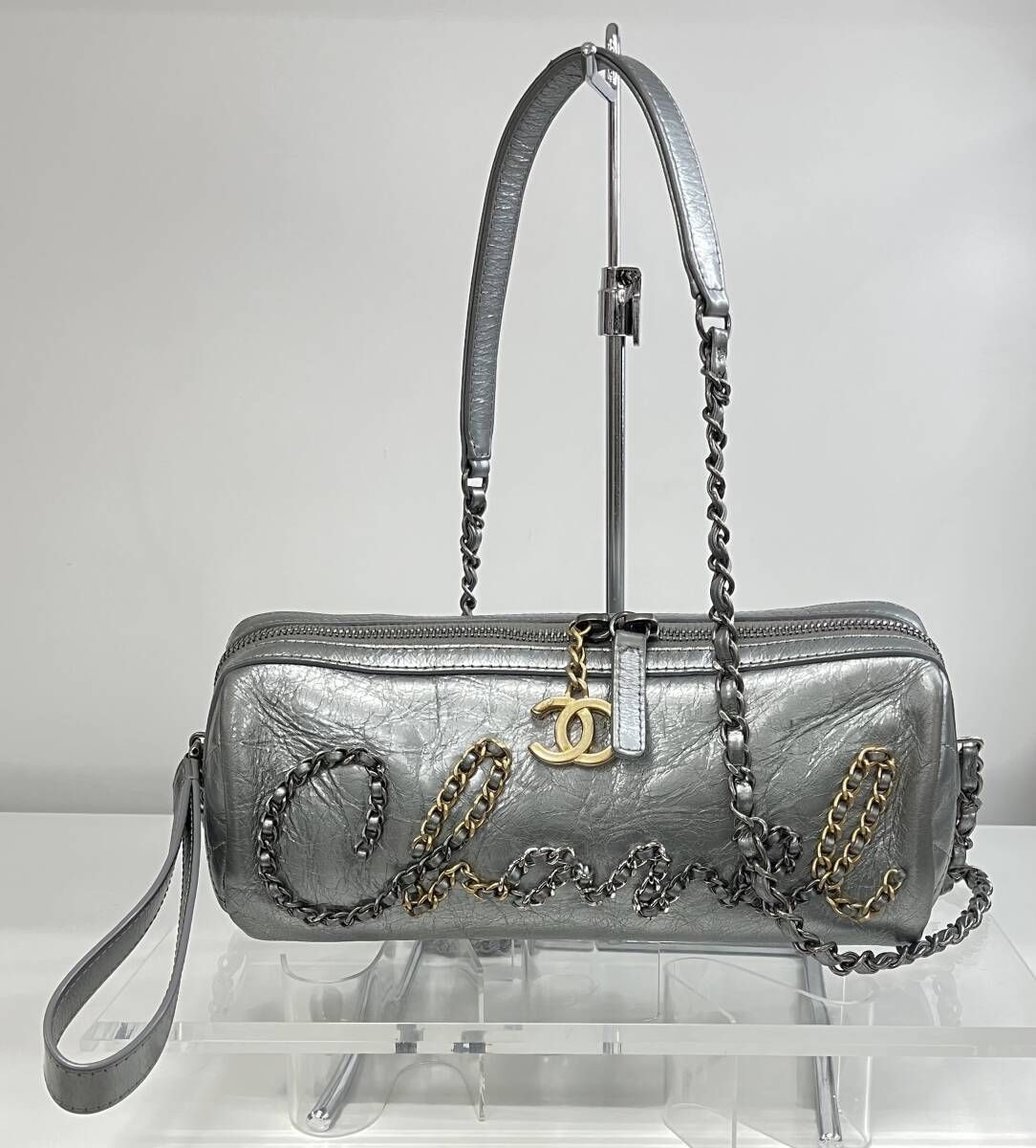 CHANEL シャネル AS1779 ロゴ ボ-リングバッグ シルバー チェーン
