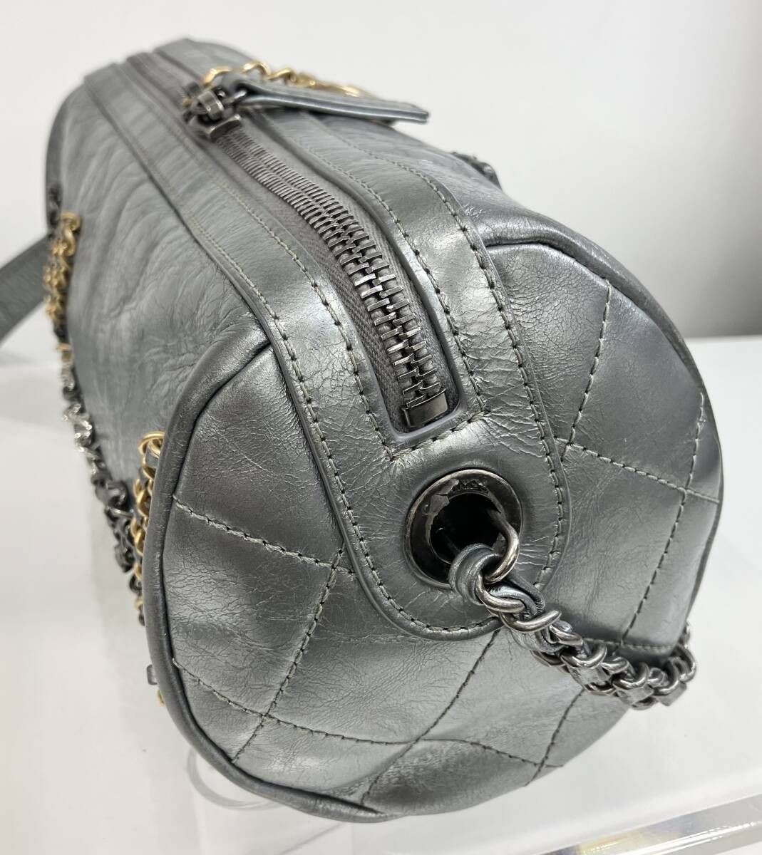 CHANEL シャネル AS1779 ロゴ ボ-リングバッグ シルバー チェーン