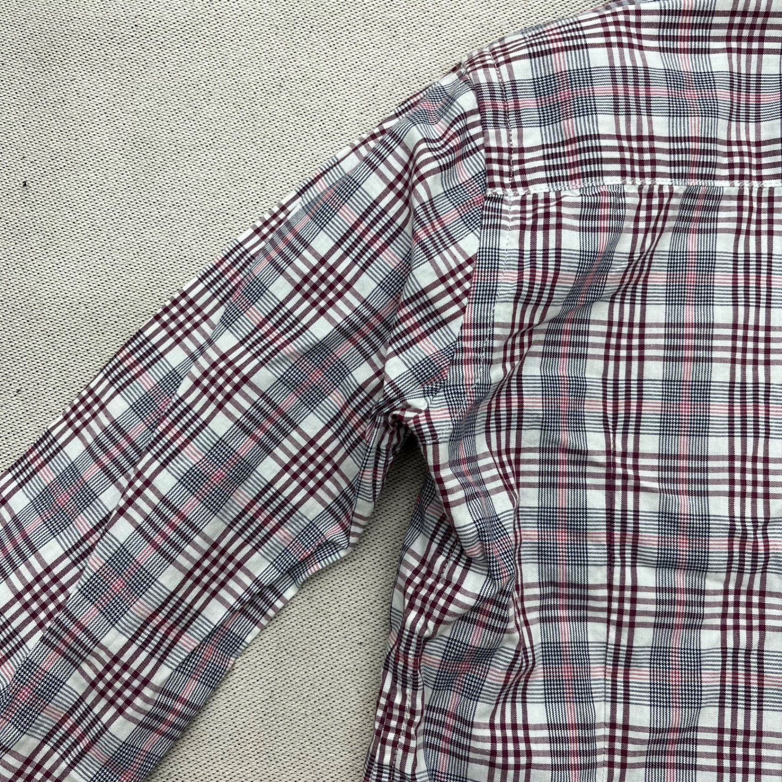 SAYEGUSA 銀座のサエグサ チェック柄シャツ ワイン色 ホワイト 白 