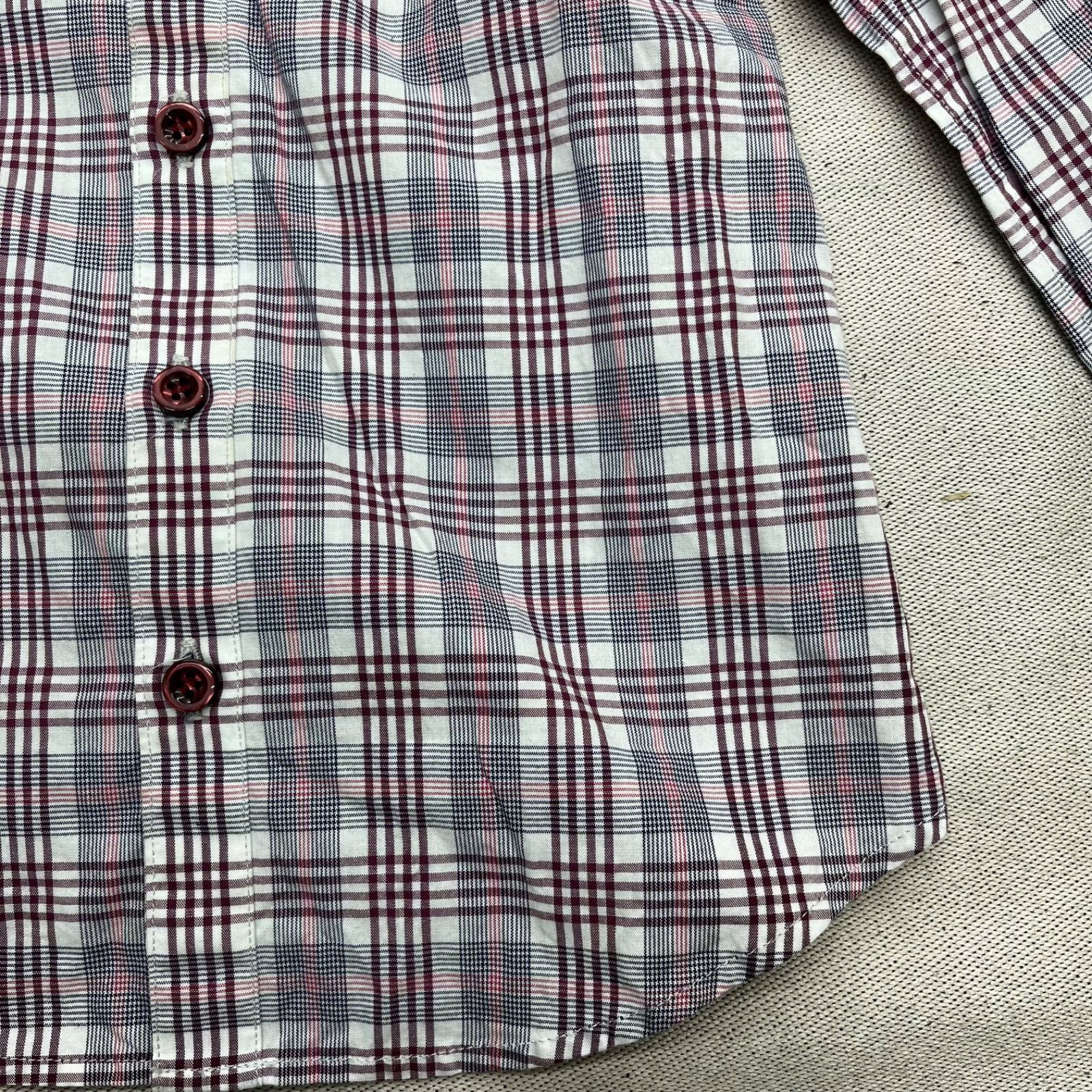 SAYEGUSA 銀座のサエグサ チェック柄シャツ ワイン色 ホワイト 白 
