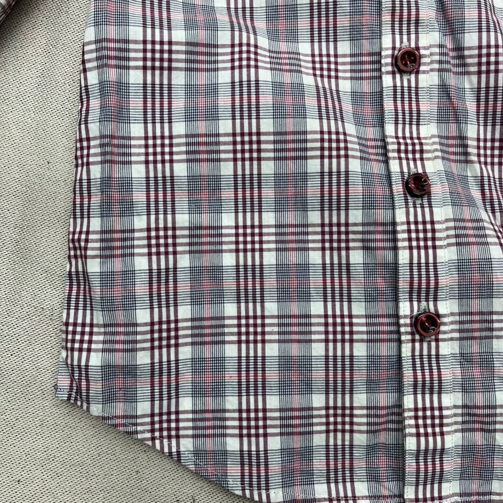 SAYEGUSA 銀座のサエグサ チェック柄シャツ ワイン色 ホワイト 白 