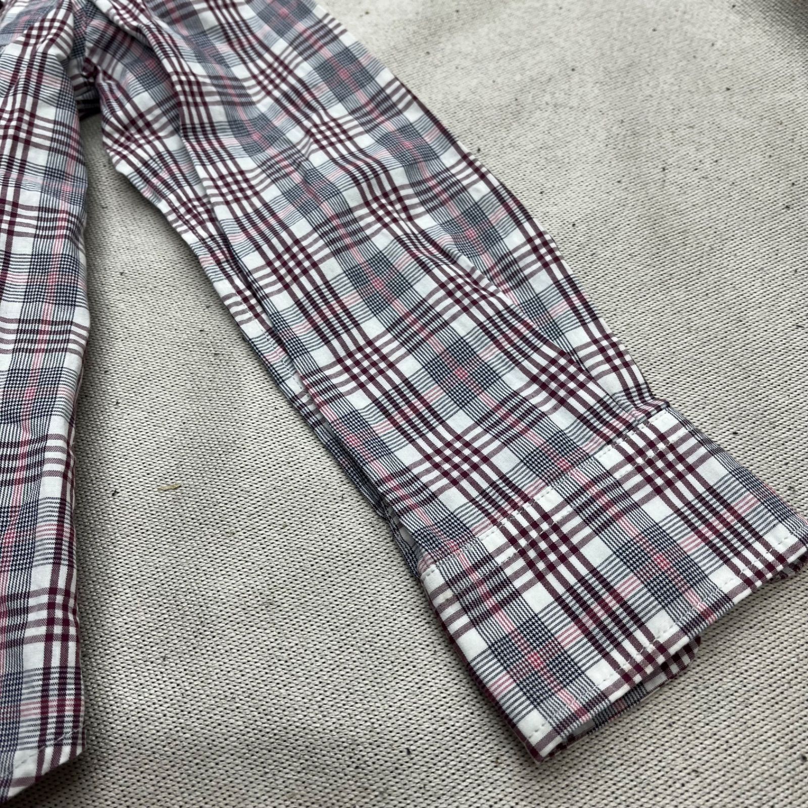 SAYEGUSA 銀座のサエグサ チェック柄シャツ ワイン色 ホワイト 白 