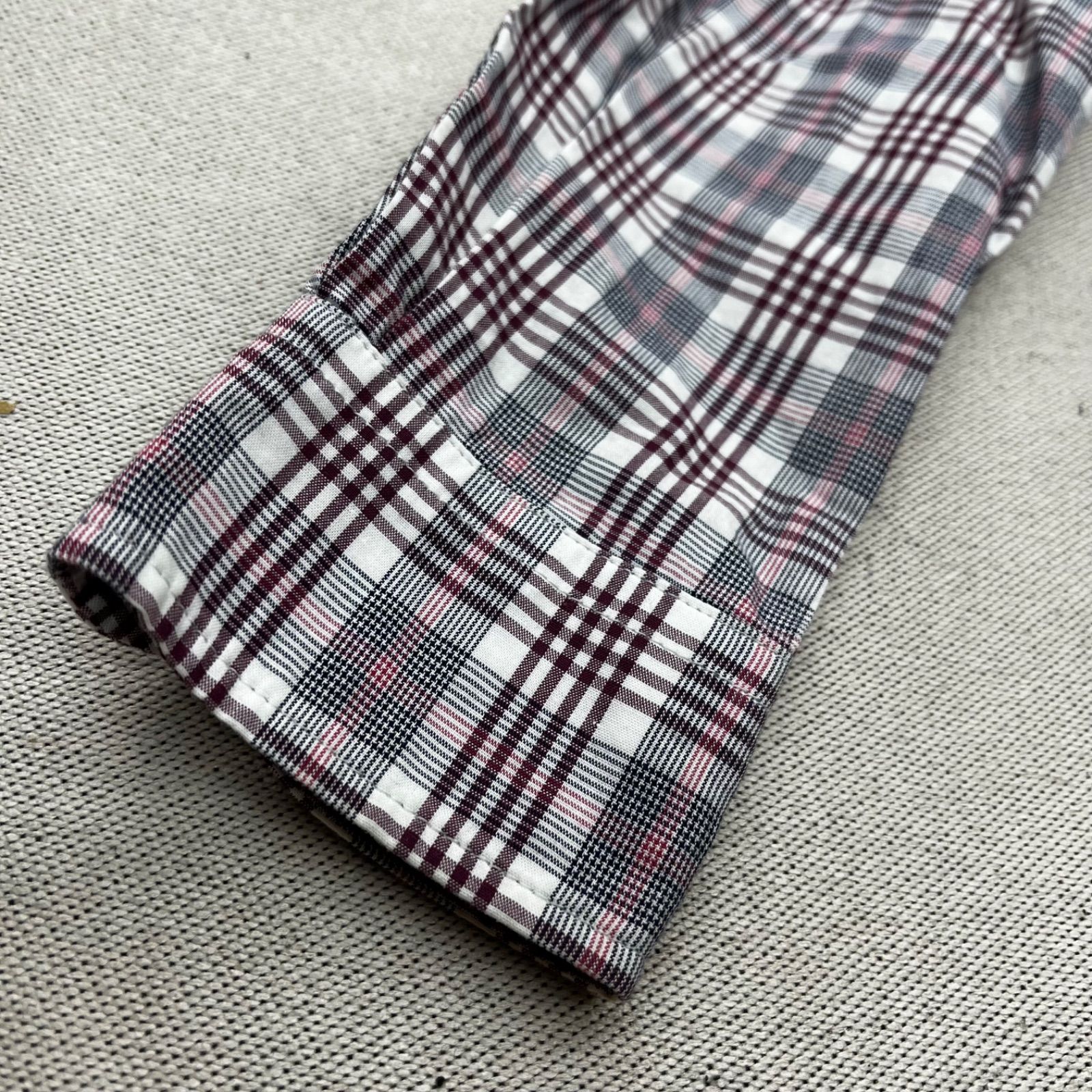 SAYEGUSA 銀座のサエグサ チェック柄シャツ ワイン色 ホワイト 白 