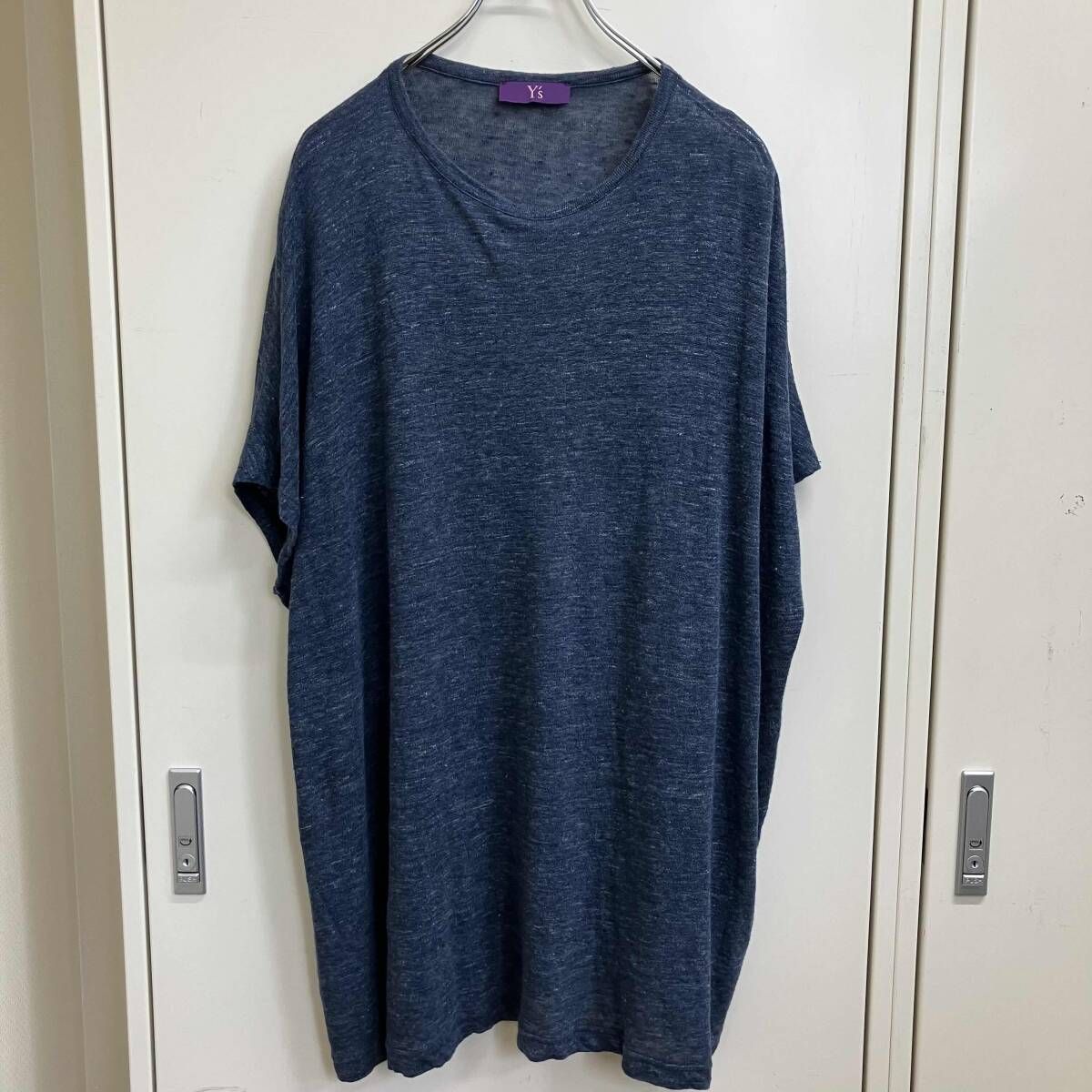 Y's PINK リネンノースリーブカットソー size2 ネイビー ワイズ ピンク