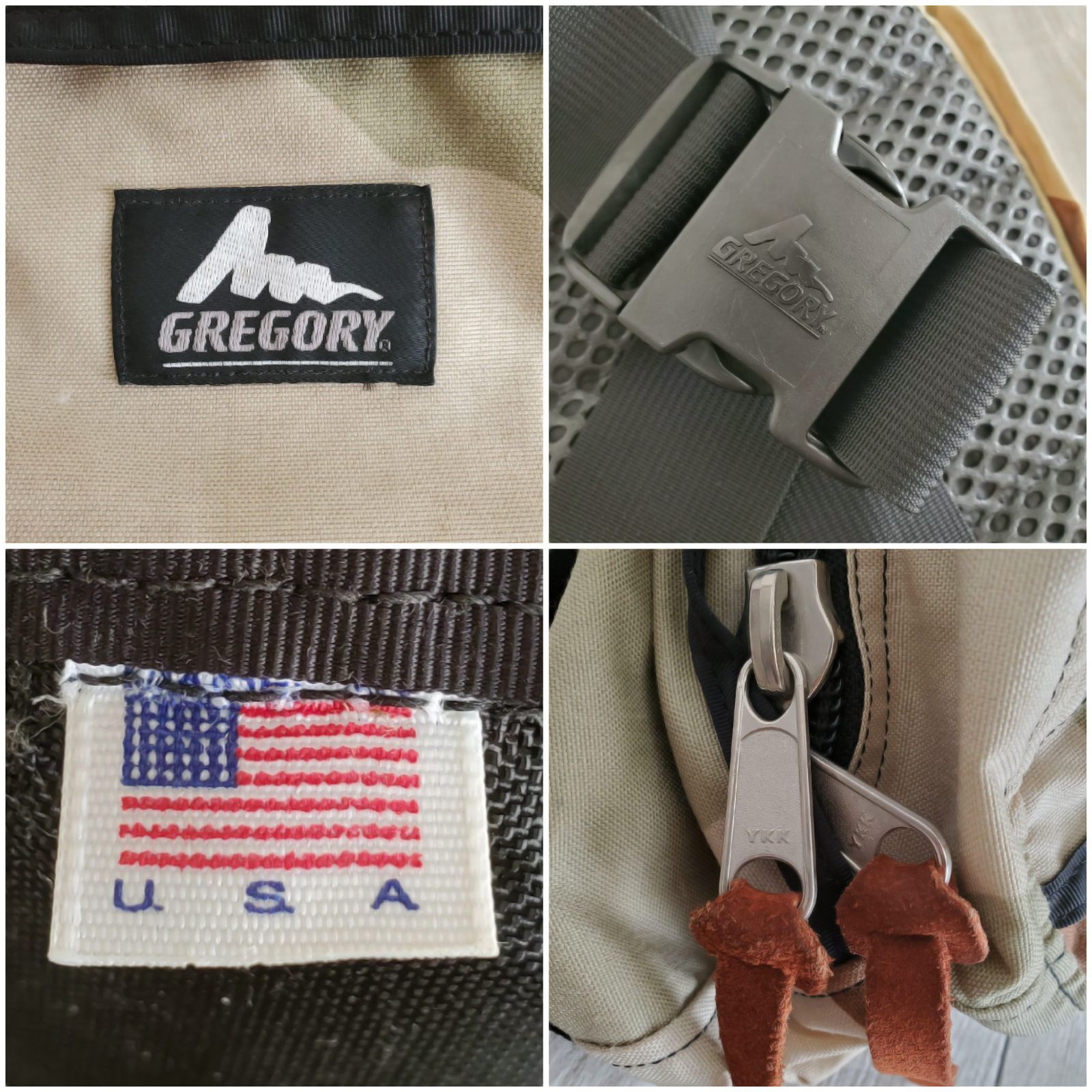 GREGORYグレゴリー□美品 1990-2000s USA製 旧ロゴ デザートカモ柄 