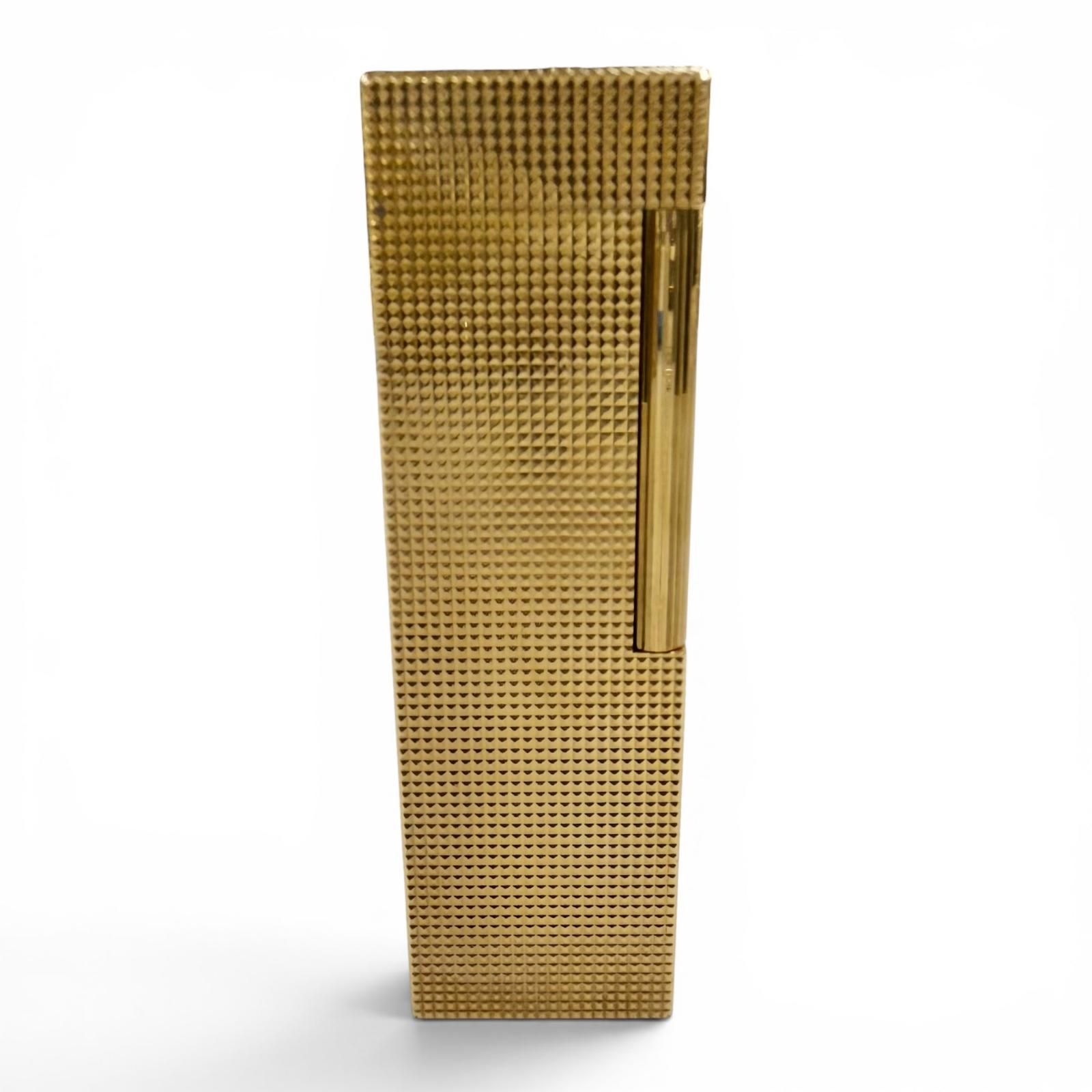 外装美品◇Dupont デュポン ライン1 ダイヤモンドヘッド ロング 卓上ライター ガスライター 希少モデル ゴールド 仏製 メンズ 着火不可