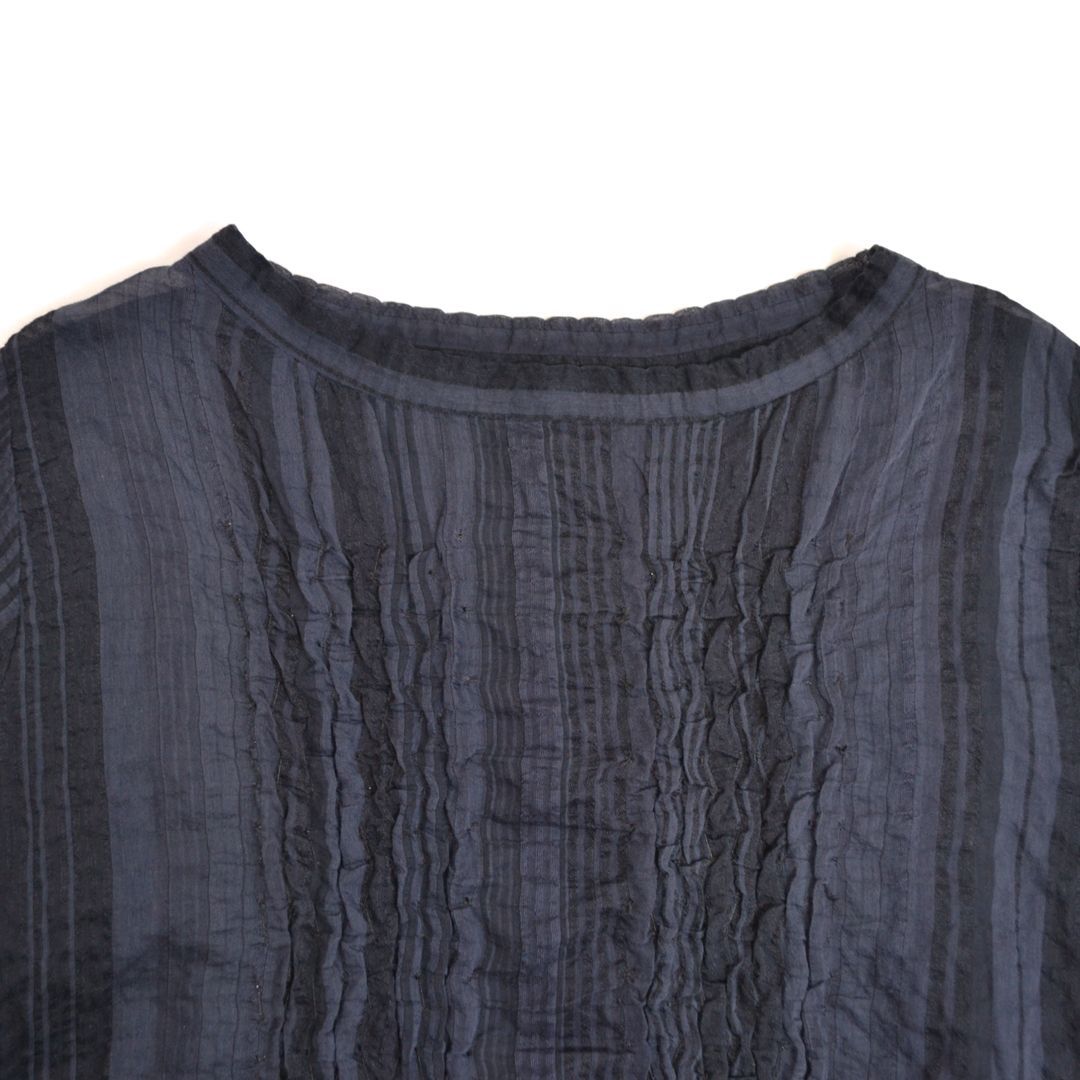 ハートイッセイミヤケ　麻　半袖ブラウス ISSEY MIYAKE HaaT イッセイミヤケ ハート 絹・麻ブレンドコットン