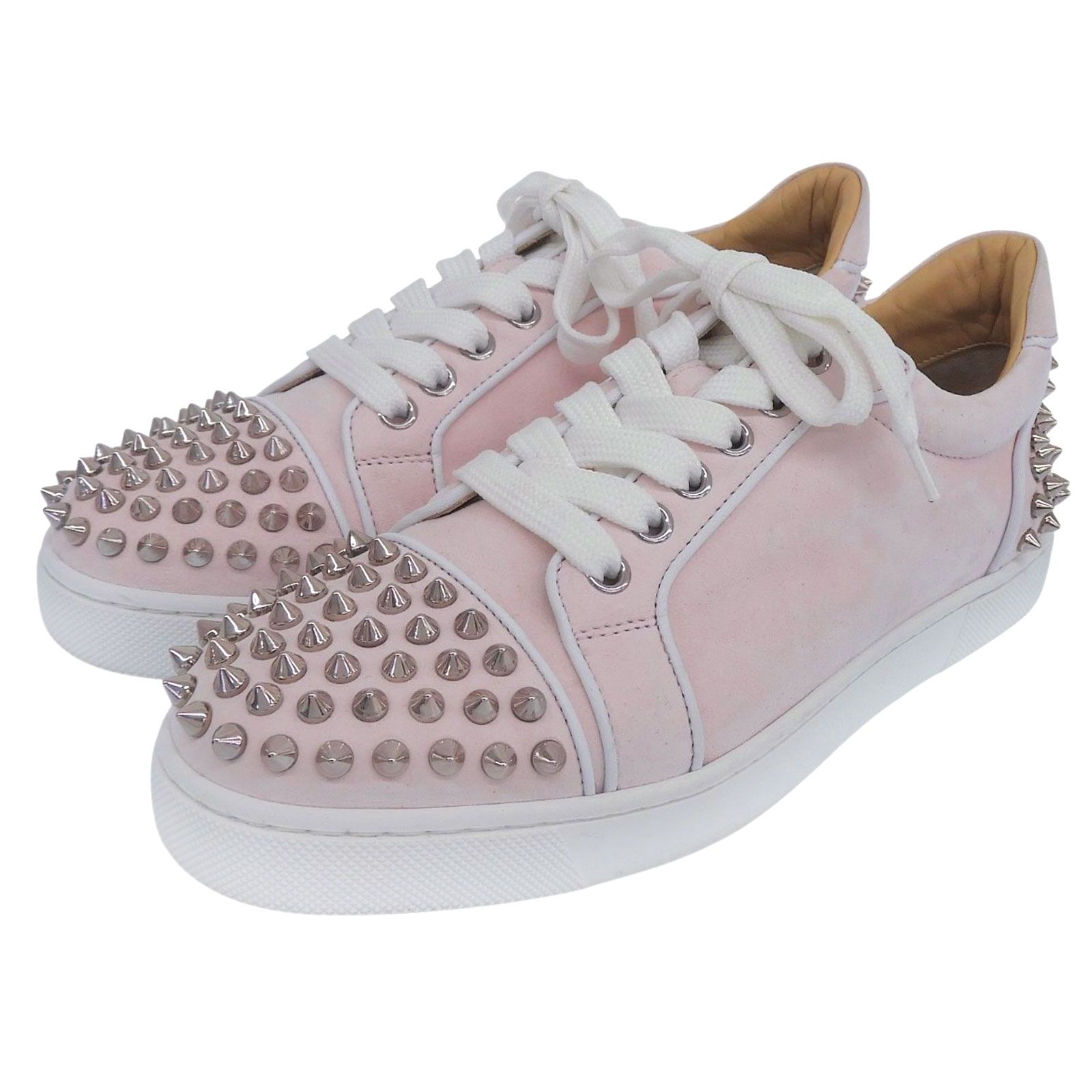 美品▲Christian Louboutin クリスチャンルブタン Vieira2 ビエイラ2 スパイクスタッズ ヌバックレザー ローカットスニーカー 36 伊製 17,520円