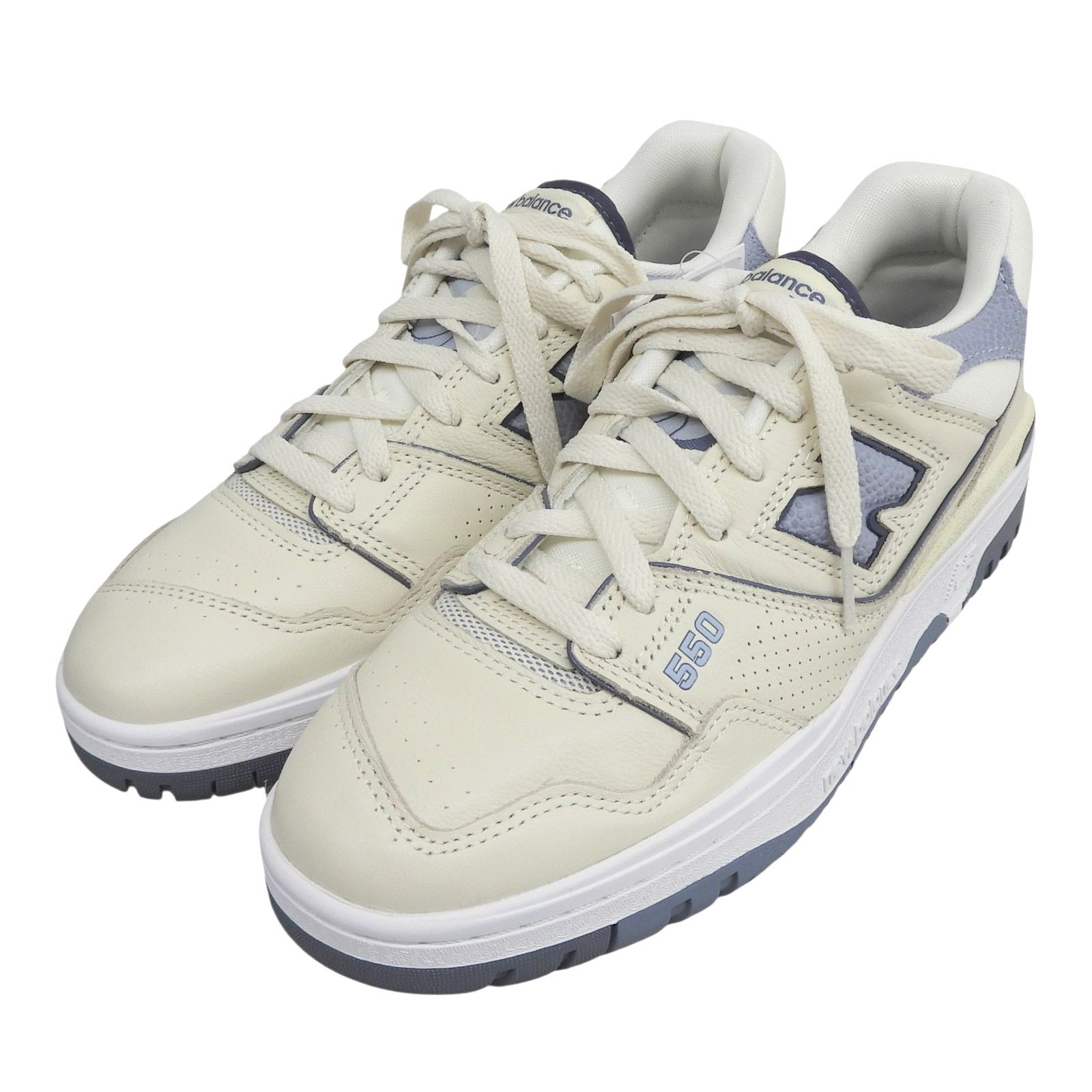 未使用品▲NEW BALANCE ニューバランス BB550PLA Nロゴ レザー ローカットスニーカー アイボリー ベイビーブルー 25.5cm メンズ