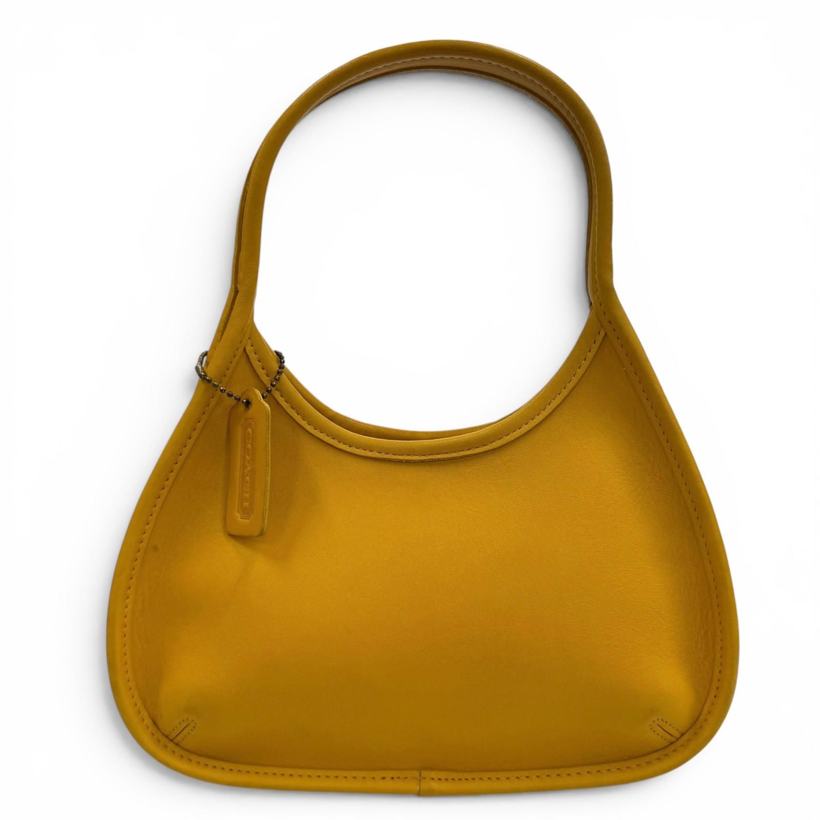 美品★COACH コーチ ヴィンテージ 9027 エルゴ オールドコーチ レアカラー グローブレザー ワンショルダーバッグ マスタード レディース