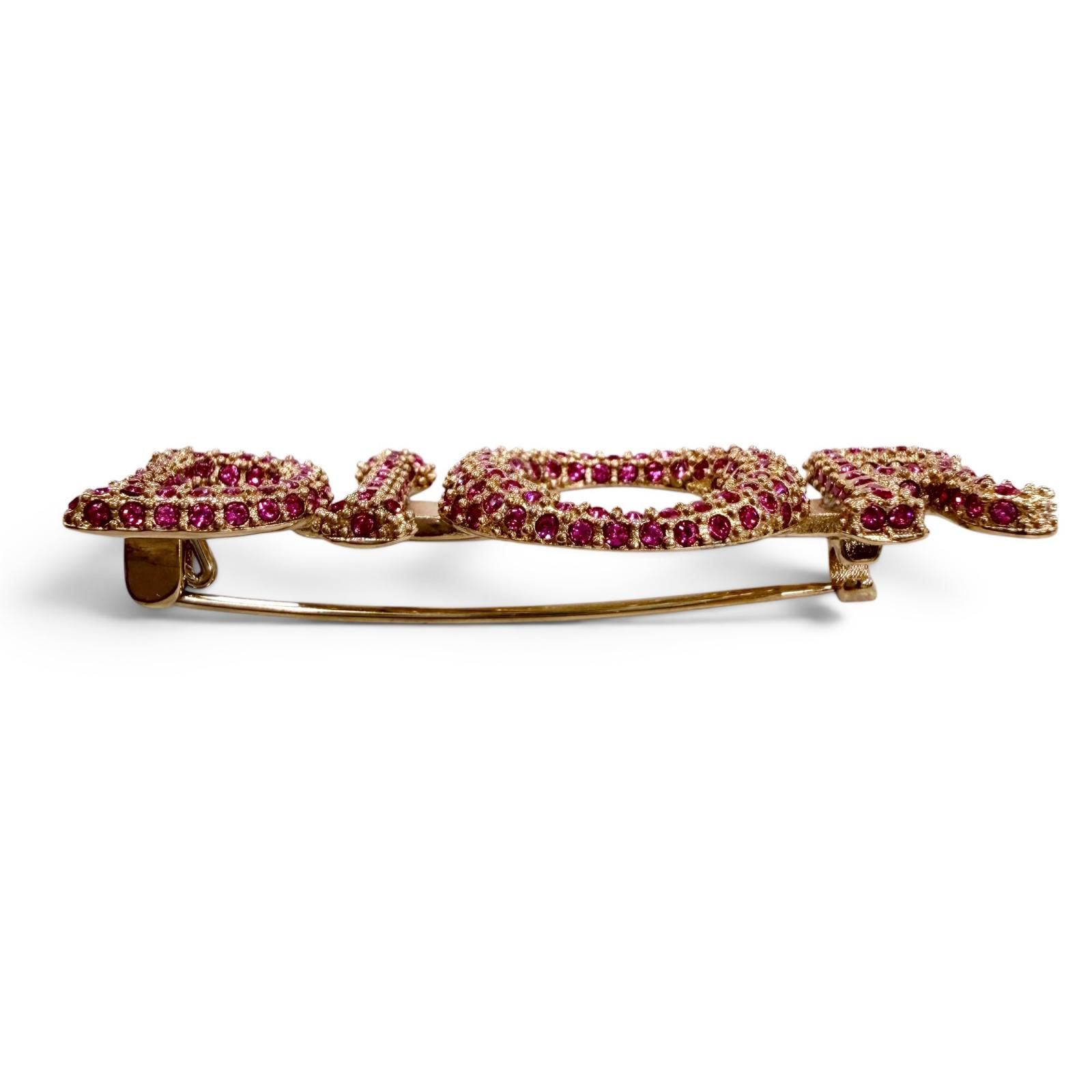 極美品☆DIOR ディオール ロゴ ラインストーン ブローチ アクセサリー