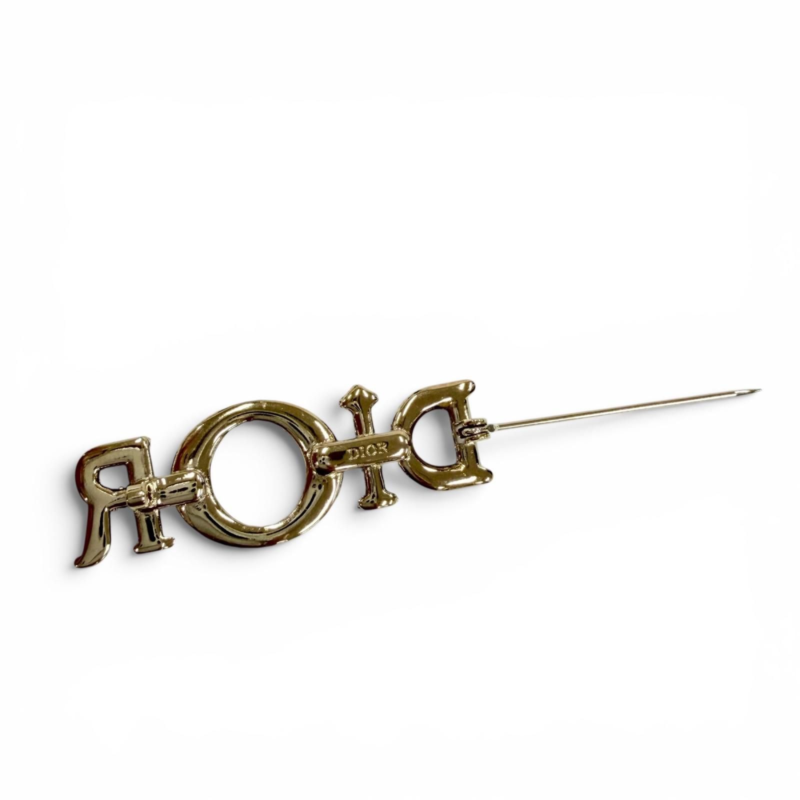 極美品☆DIOR ディオール ロゴ ラインストーン ブローチ アクセサリー