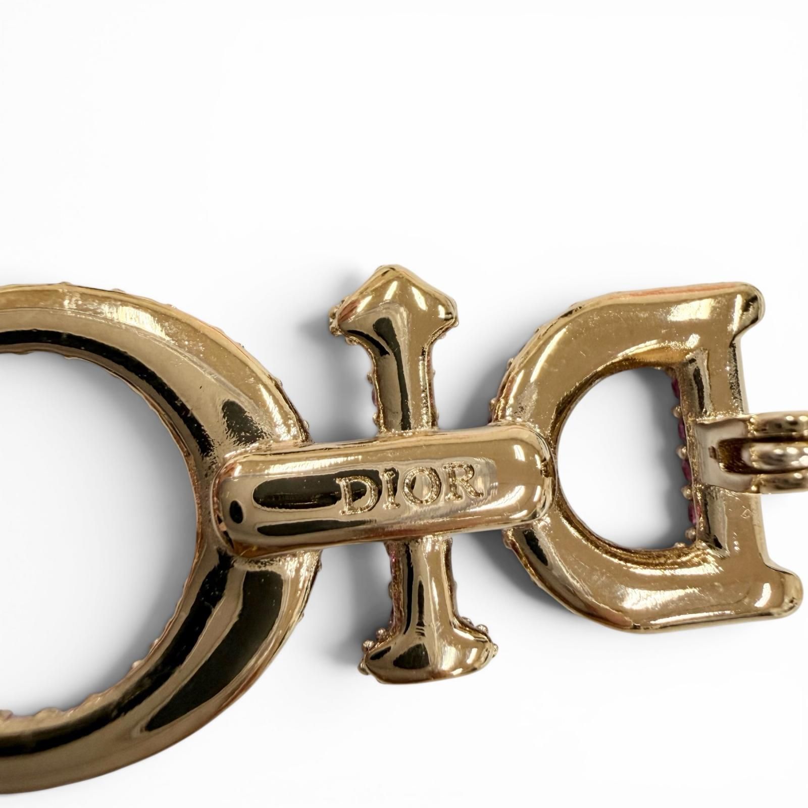 極美品☆DIOR ディオール ロゴ ラインストーン ブローチ アクセサリー