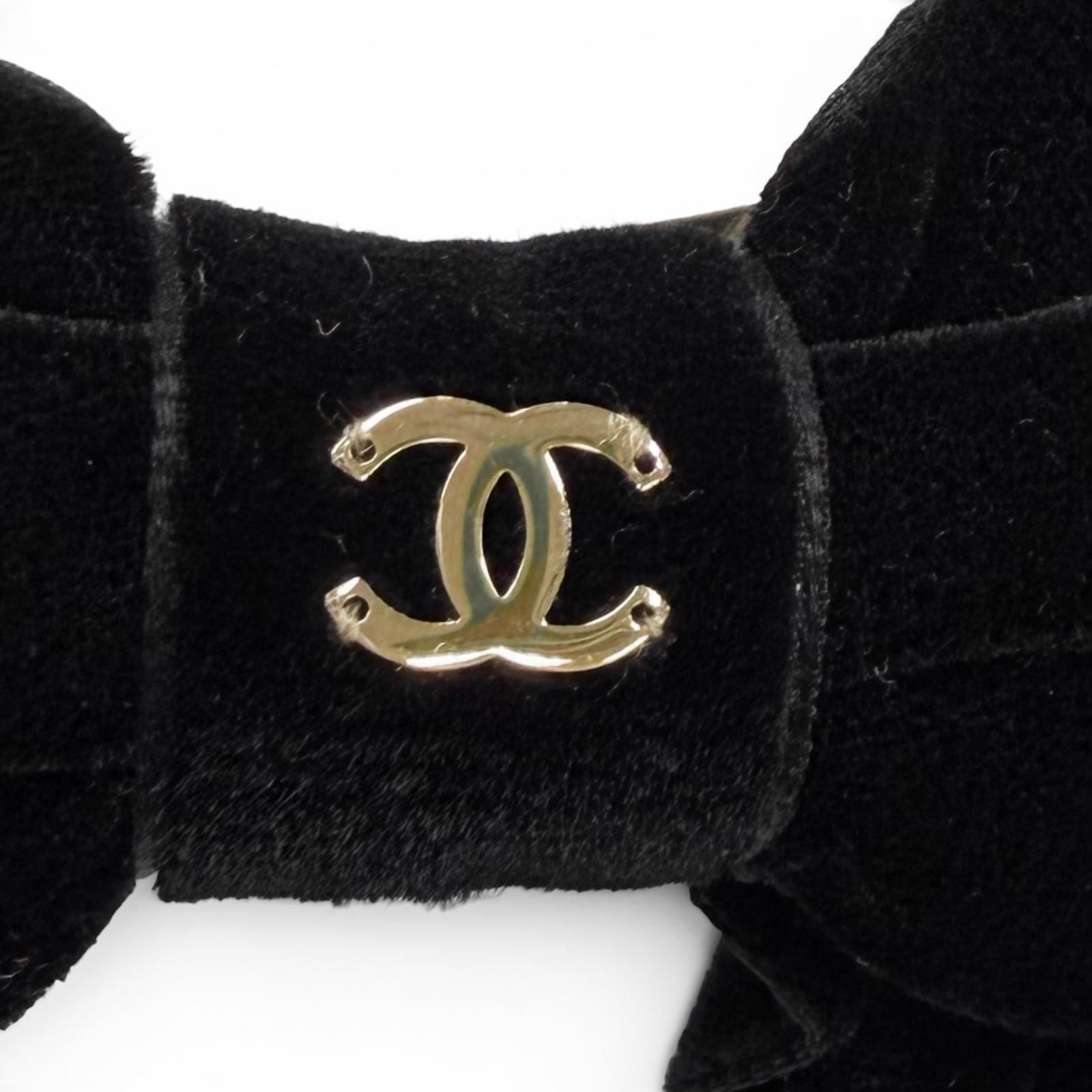 極美品☆CHANEL シャネル 24V ココマーク リボン ベロア バレッタ ヘア