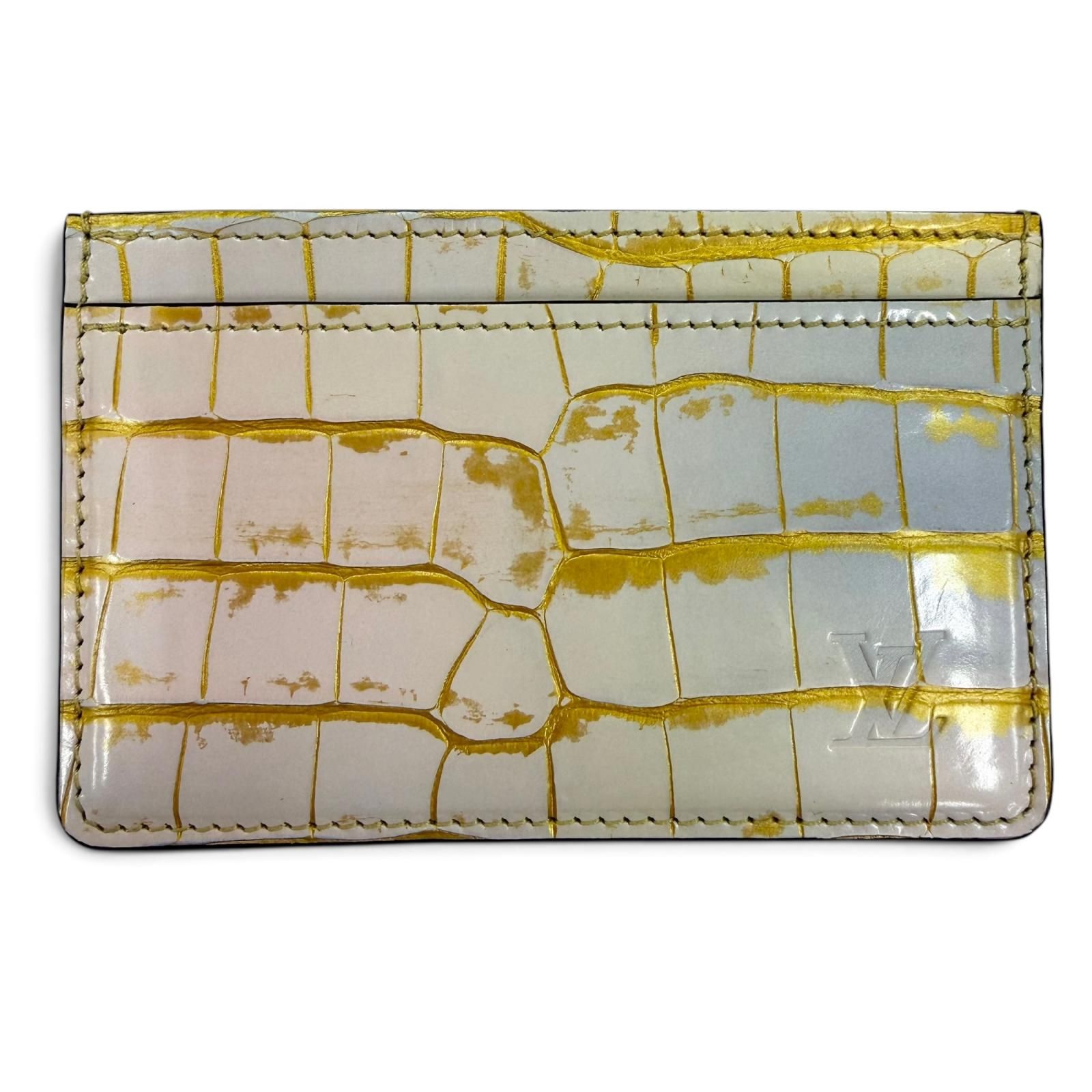 極美品☆LOUIS VUITTON ルイヴィトン N82982 エキゾチック レザー ポルトカルト サーンプル クロコダイル カードケース ゴールド マルチ
