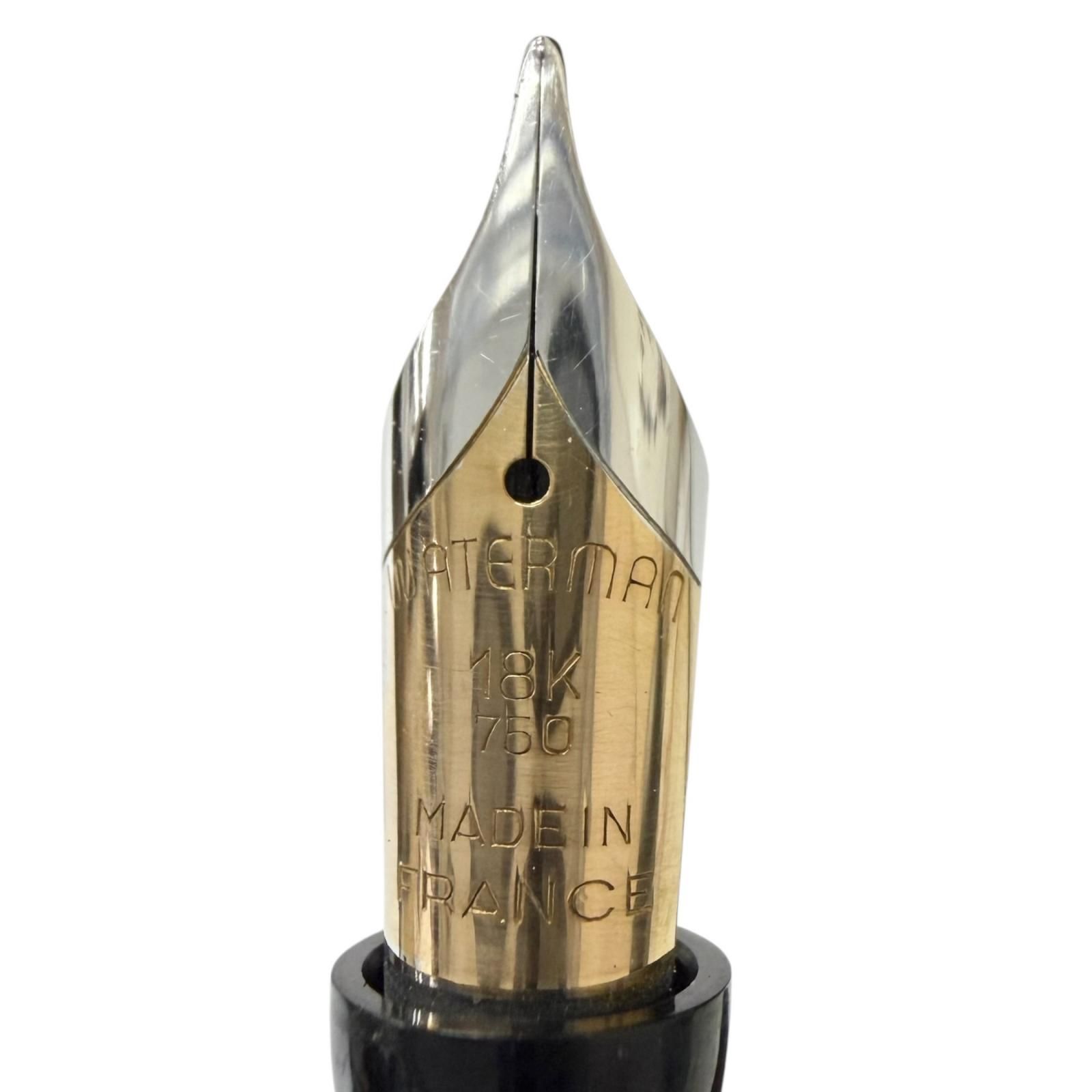 美品□WATERMAN ウォーターマン ルマン 200 ナイト＆デイ ペン先18K Fニブ ストライプ柄 万年筆 ゴールド ブラック フランス製 メンズ 美品□WATERMAN ウォーターマン ルマン 200 ナイト＆デイ ペン先18K F