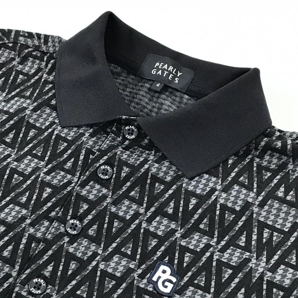 【超美品】パーリーゲイツ 半袖ポロシャツ ネイビー 総柄 千鳥格子 メンズ 4(M) ゴルフウェア 2024年モデル PEARLY GATES 超美品】パーリーゲイツ 半袖ポロシャツ ネイビー 総柄 千鳥格子