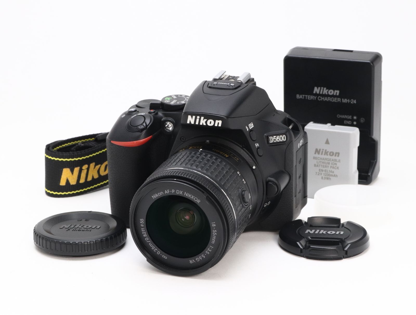 A (美品) Nikon ニコン D5600 AF-P 18-55mm VR レンズキット ブラック シャッター回数5,219 初期不良返品対応 66-225