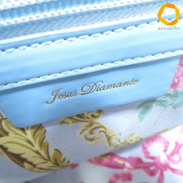 極上‼︎ 未使用‼︎ JESUS DIAMANTE ローズバッグ　サックス　青バラ axb ジーザスディアマンテ JESUS DIAMANTE ハンドバッグ 水色 薔薇柄