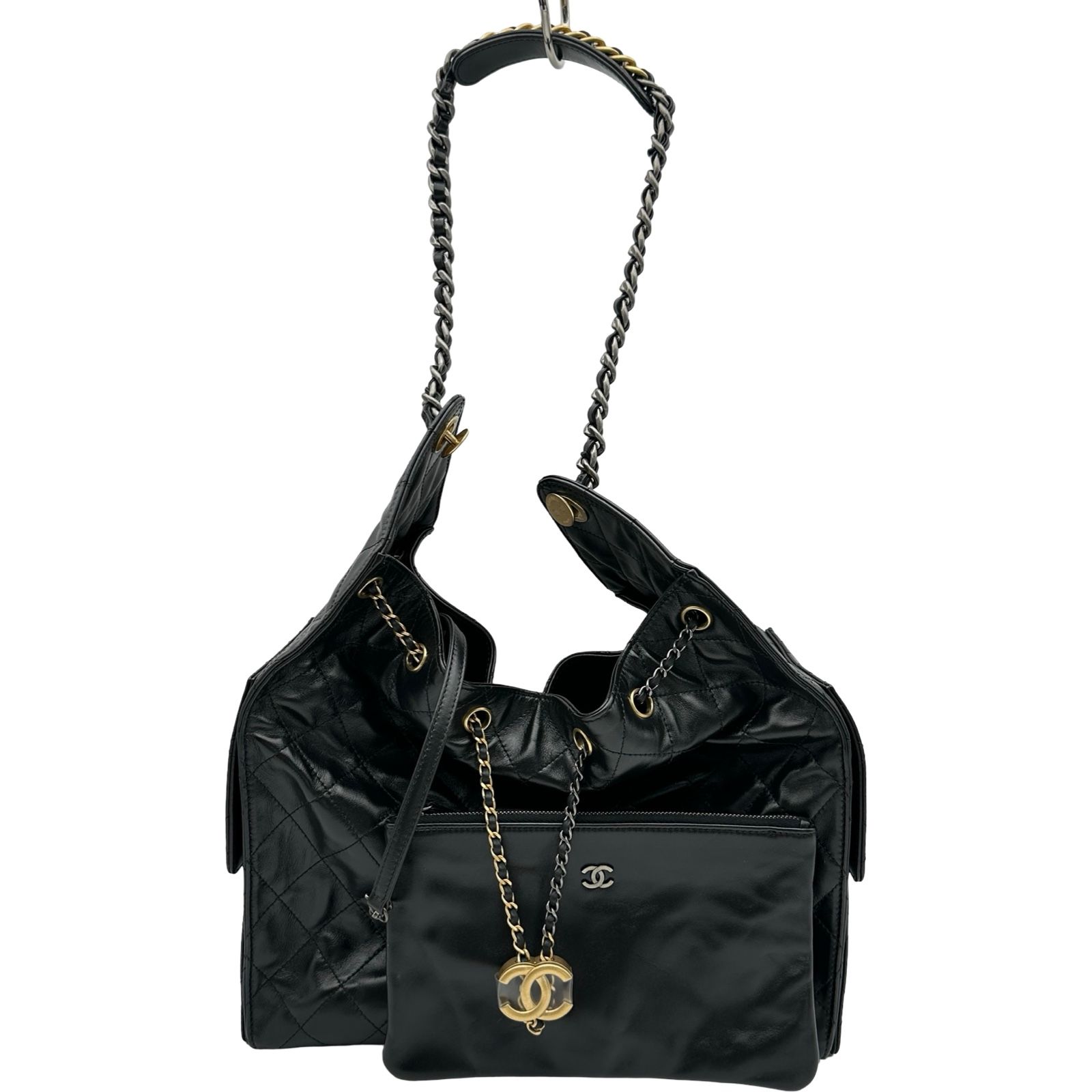 シャネル CHANEL CHANEL25 スモール AS5293 ブラック ゴールド金具 シャイニーカーフスキン レディース ショルダーバッグ