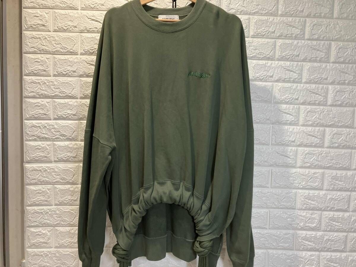 AMBUSH アンブッシュ フリンジヘム スウェットシャツ スエット トップス トレーナー サイズM カラーグリーン