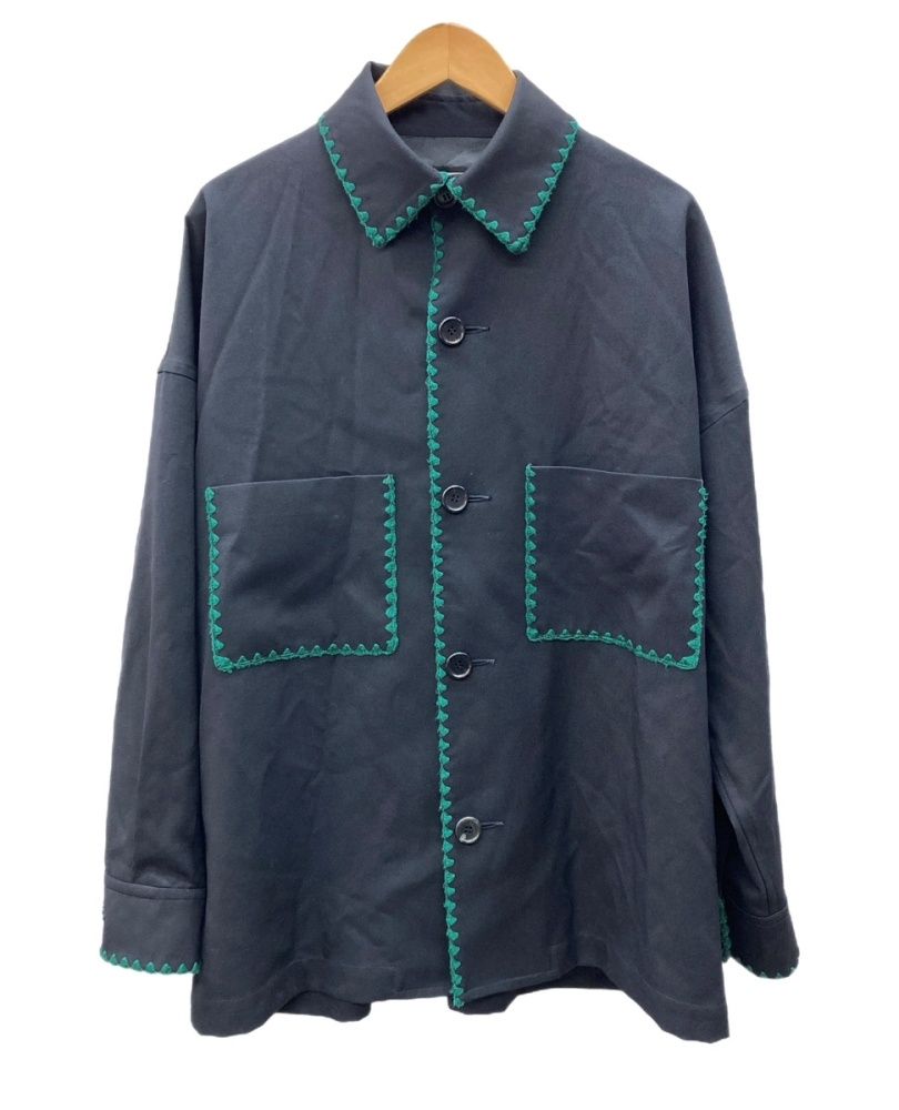 ウィークエンド WEAKEND. ステンカラー ジャケット ステッチ ディテール カラー 深海 ライトアウター オーバーシルエット NAVY 紺 ジャケット ライン ネイビー 104LT-542