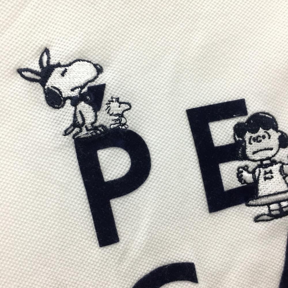 美品】パーリーゲイツ×PEANUTS 半袖ポロシャツ 白×ネイビー スヌーピー