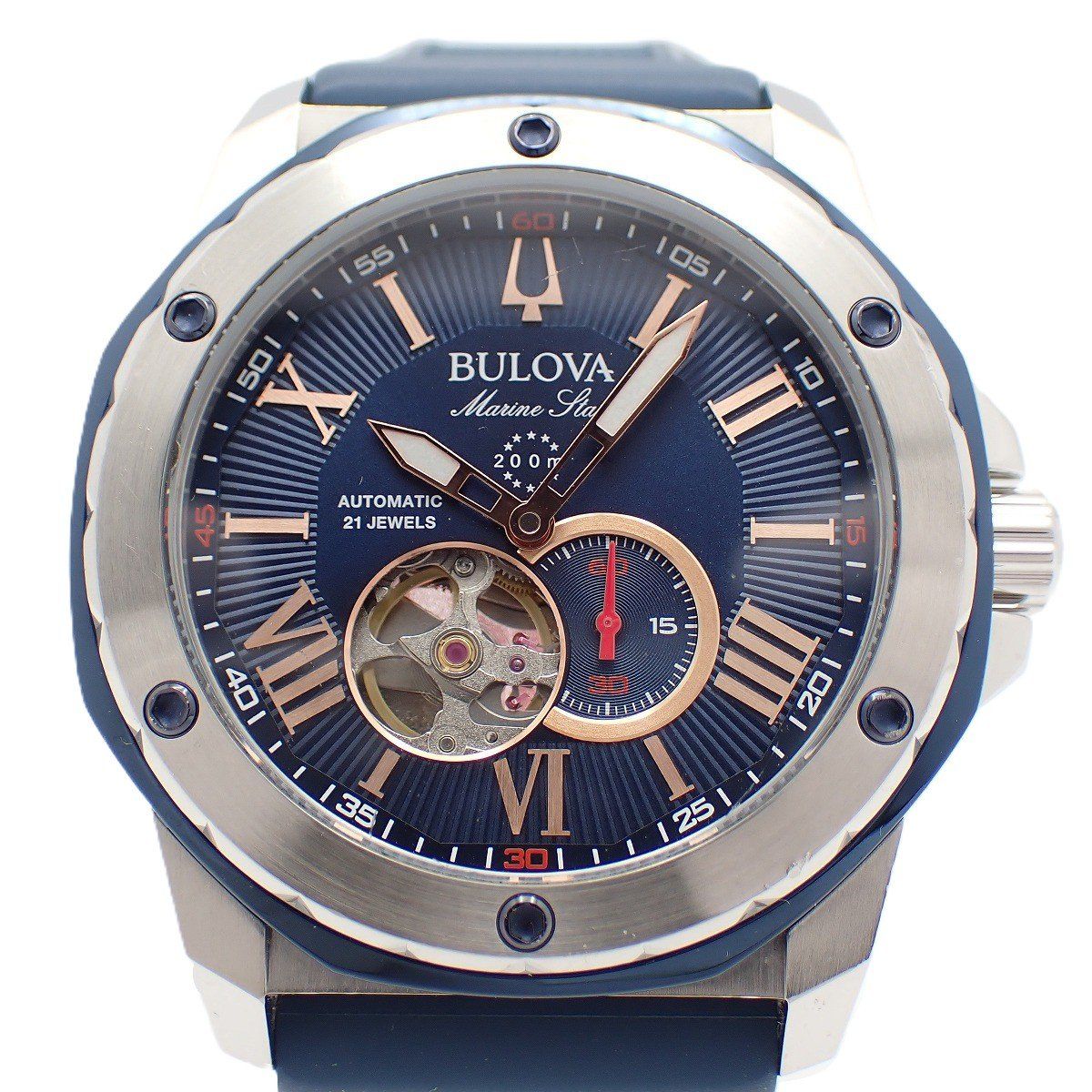 BULOVA ブローバ マリンスター 自動巻き メンズ 腕時計 セミスケルトン