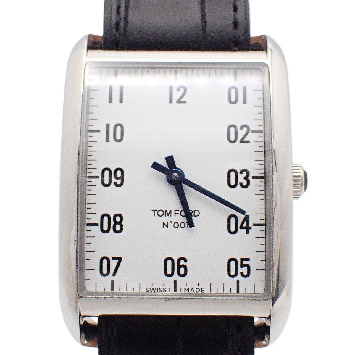【美品】TOM FORD トムフォード N.001 クォーツ メンズ 腕時計 白文字盤 純正革ベルト TF0120185287【いおき質店】