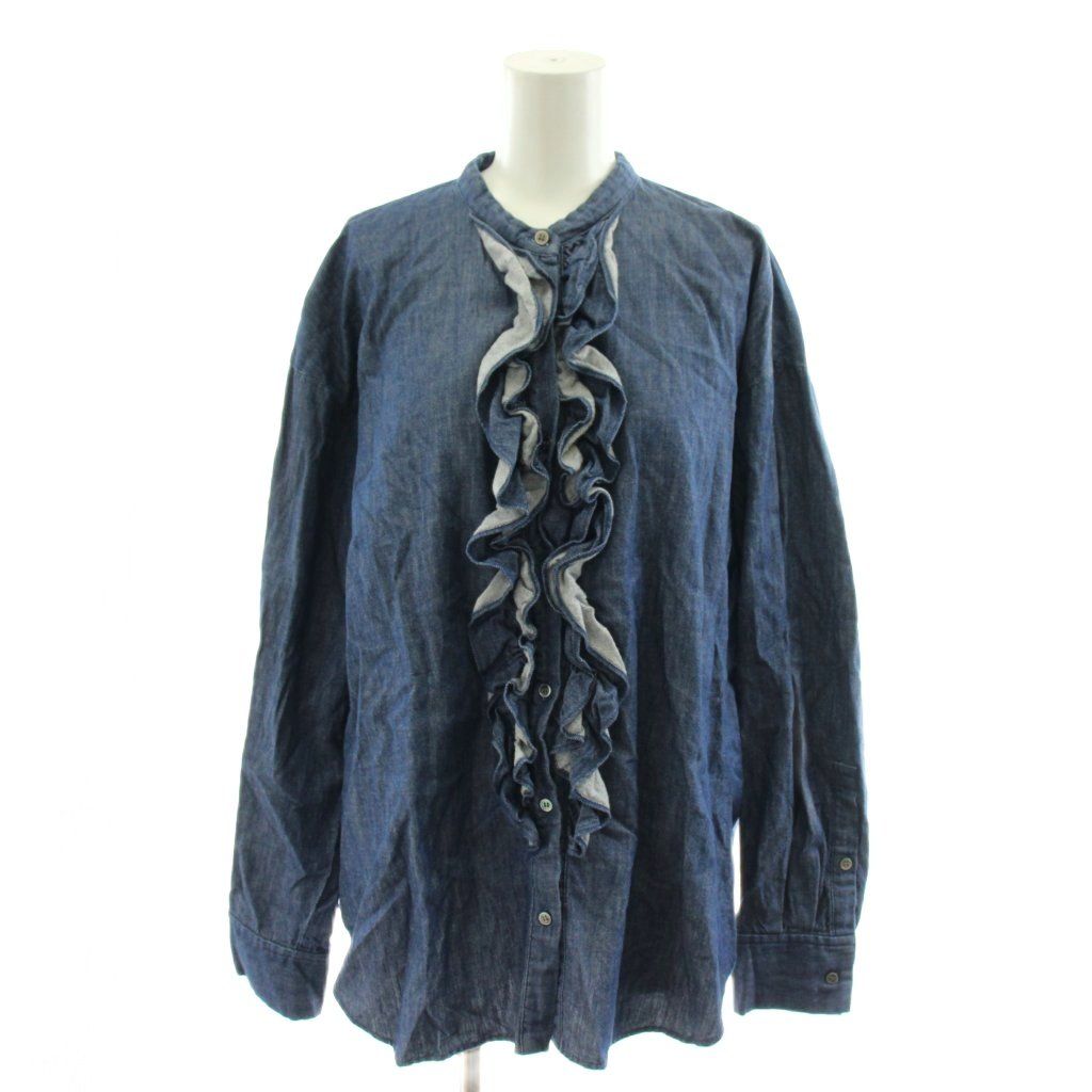 ジャーナルスタンダードレサージュ journal standard L'essage 25AW フリルデニムシャツ ブラウス 長袖 F 青 ブルー 25050370000030 /AN31