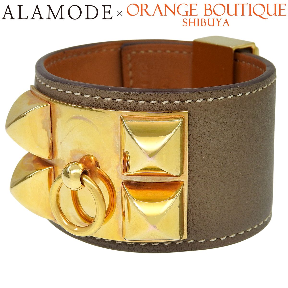 HERMES(エルメス) コリエ・ド・シアン ブレスレット エバーカラー メタル(GP) T2 ブレスレット アクセサリー バングル エトゥープ/エトープ グレージュ ゴールド金 レディース 40802200688【中古】【アラモード】