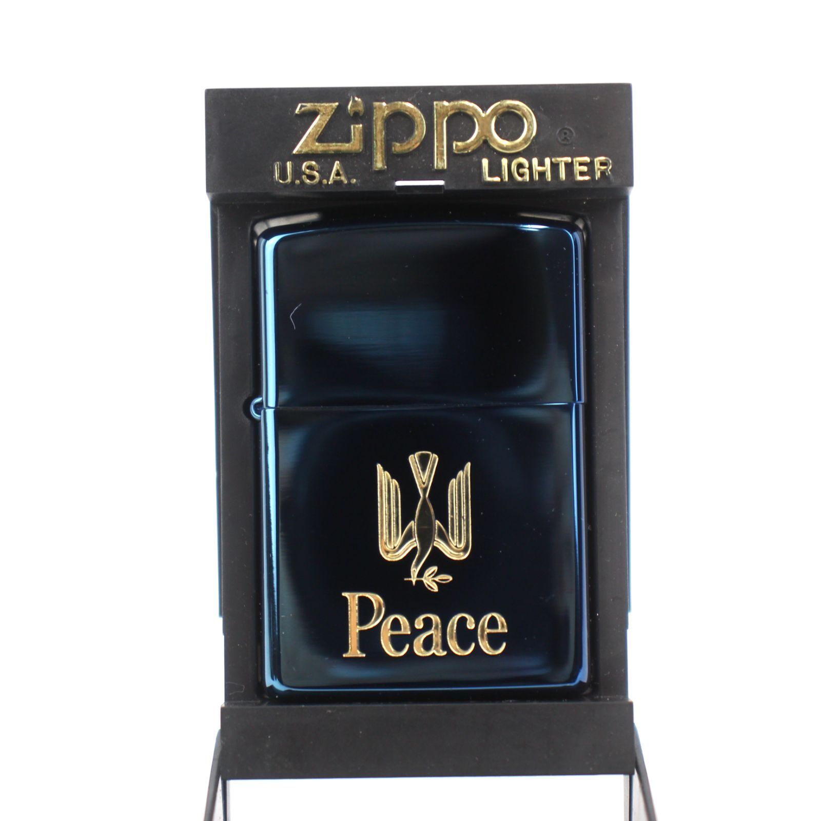未使用品☆ZIPPO ジッポライター Peace ピース 1999年製 メタル ネイビー