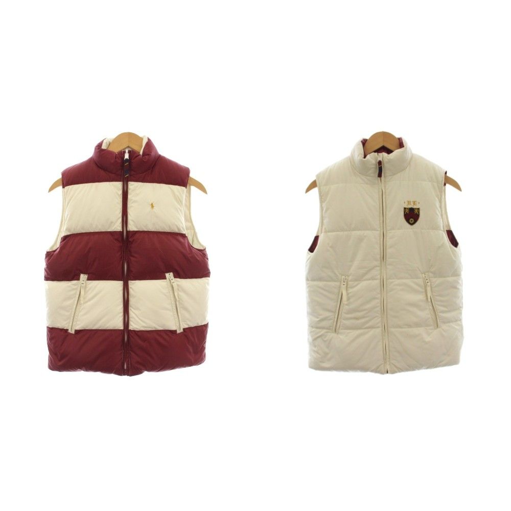 ラルフローレン RALPH LAUREN キッズ ダウンベスト リバーシブル 160 白 ボルドー 3151-6667 /☆G34