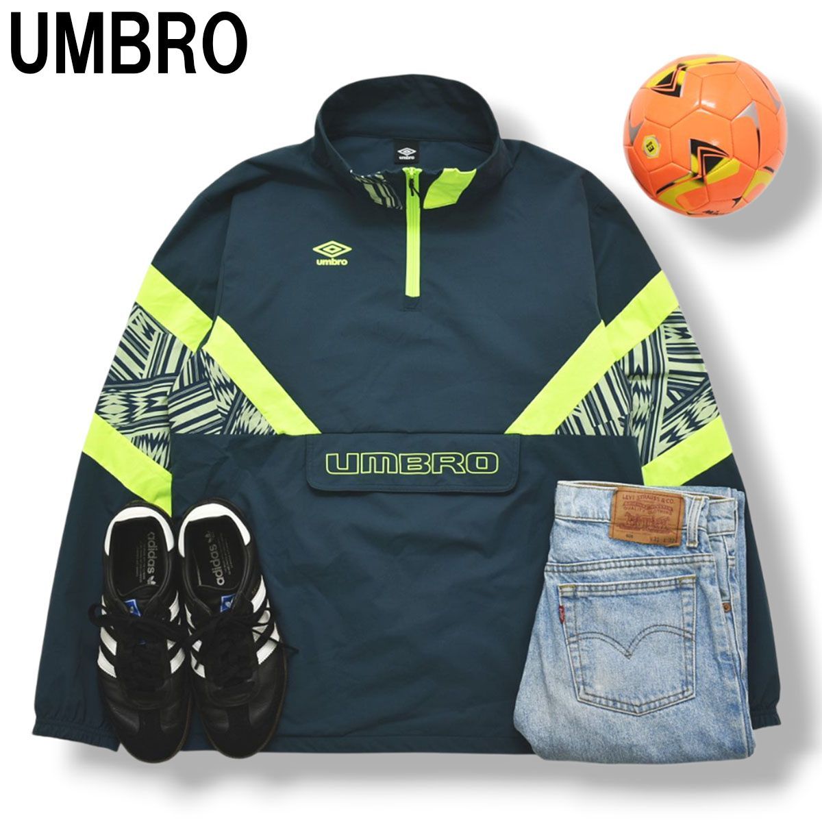 美品】 【デサント製】 アンブロ UMBRO ハーフジップ ウィンド