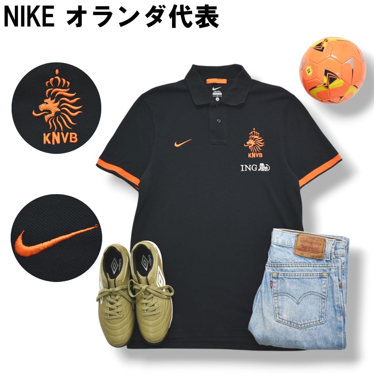 Nike オランダ代表 ポロシャツ 6 ナイキ NIKE オランダ代表 半袖 鹿の子 ポロシャツ サイドスリット M