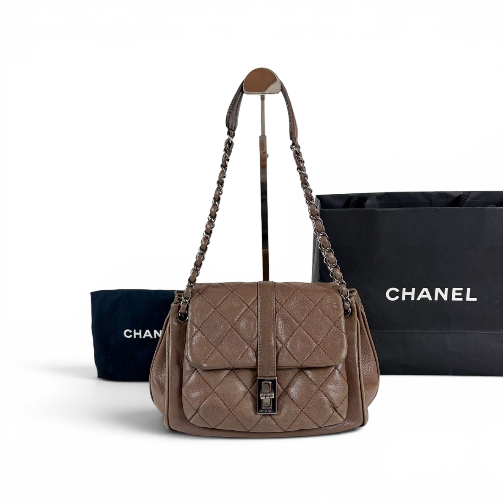 シャネル CHANEL 2.55 チェーンショルダーバッグ キャビアスキン 
