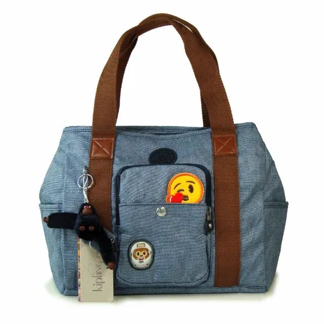 kipling キプリング エモジ コラボ トートバッグ CARTER(cotton bl patch) カーター チャーム付き