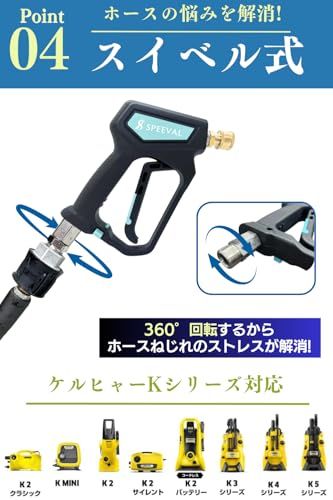 新品】SPEEVAL ショートガン 高圧洗浄ノズル スイベル付き トリガー