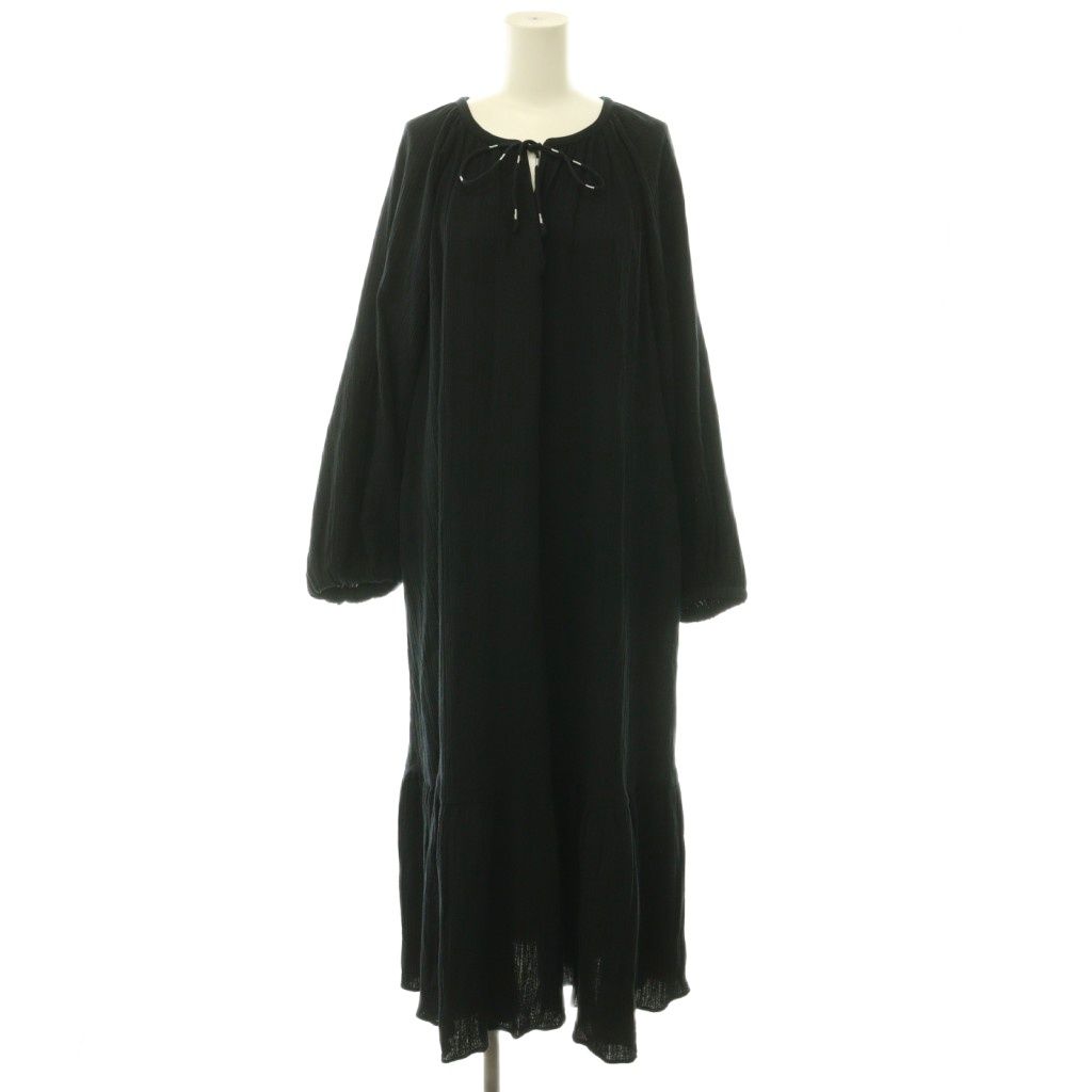 サラマリカ Sara mallika Cotton Gauze Long Dress ワンピース ロング 長袖 S ネイビー /HK ■OS