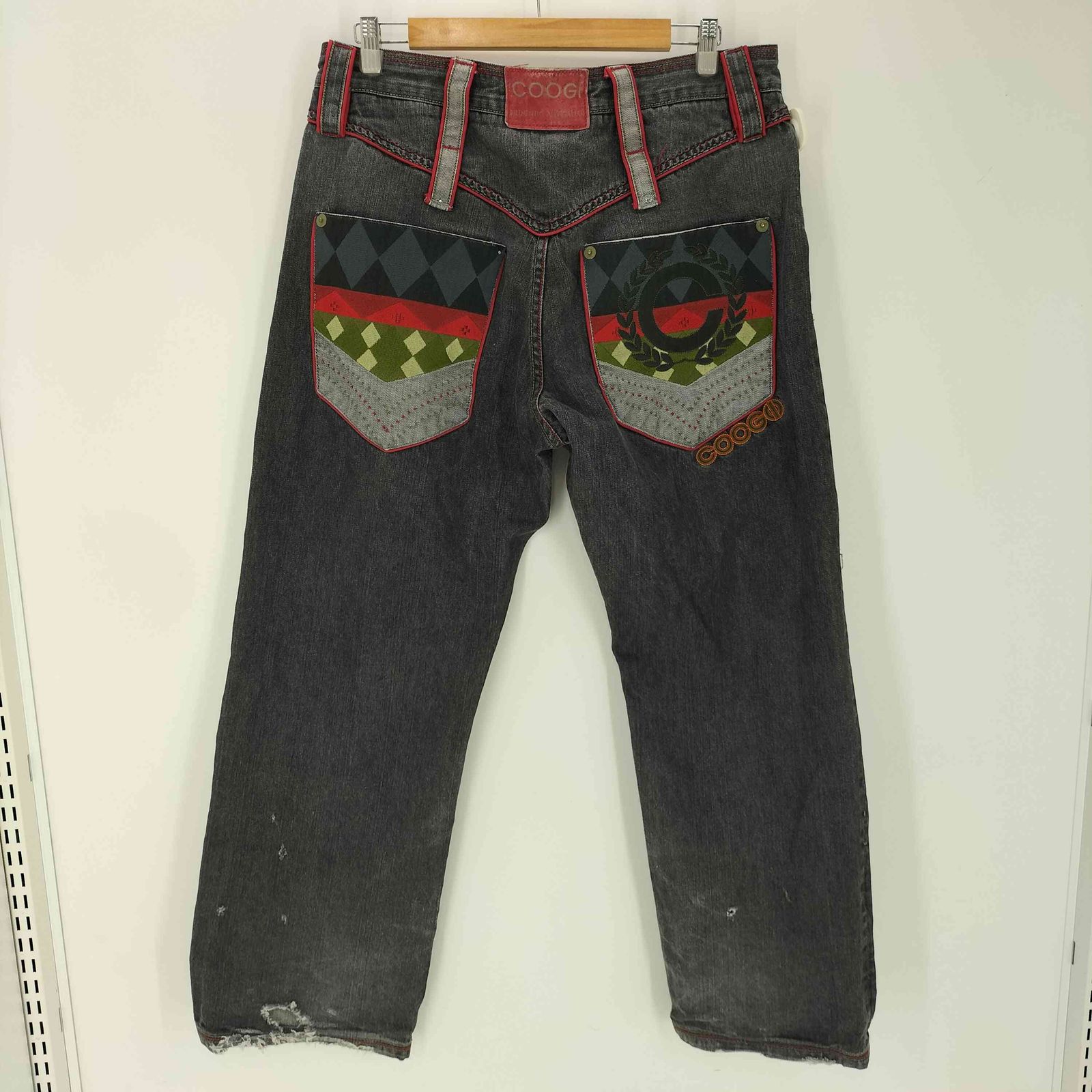 ジギー プロフお読み下さい クージー COOGI 90-00S OLD 総柄 織り 刺繍 バギー デニム パンツ