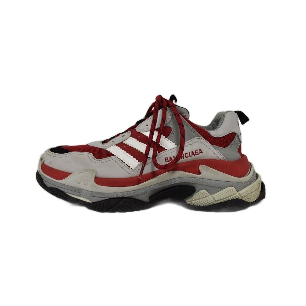 バレンシアガ BALENCIAGA × アディダス adidas Triple S ローカットスニーカー ダッドシューズ ロゴデザイン 42 27.5cm 赤 レッド 灰色 グレー 712821