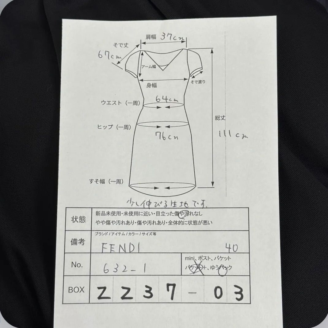 FENDI フェンディ ひざ丈ワンピース 40 ブラック イタリア製 - メルカリ