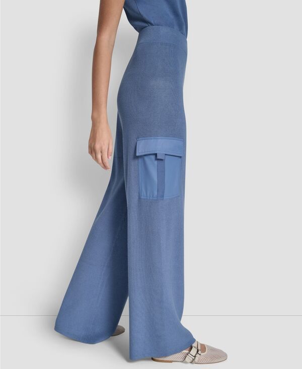 ダナ キャラン ニューヨーク レディース ボトムス カジュアルパンツ カーゴパンツ ニット DKNY Womens Knit StraightLeg Cargo Pants Liberty Sky ダナ キャラン ニューヨーク レディース ボトムス カジュアルパンツ カーゴパンツ ニット DKNY Womens Knit StraightLeg Cargo Pants Liberty Sky