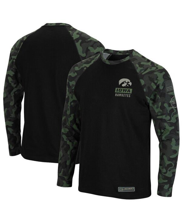 コロシアム メンズ トップス Tシャツ Colosseumens Black Iowa Hawkeyes OHT MilitaryInspired Appreciation Camo Raglan L