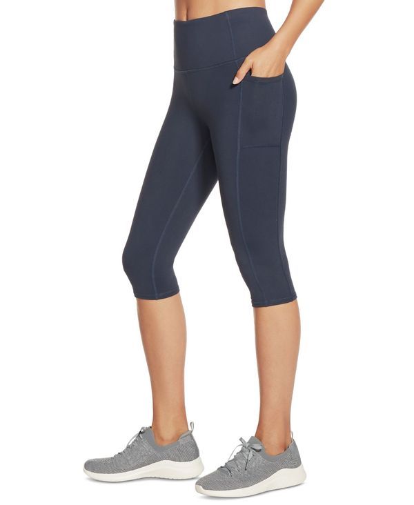スケッチャーズ レディース ボトムス レギンス クロップド Skechers Goflex Cropped Leggings Blue Iris ブルー